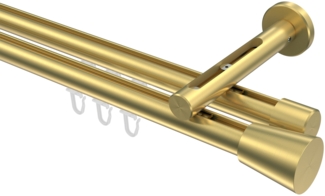 Innenlauf-Gardinenstangen-Set Siteno Sitra 420 cm (geteilt in 3 x 140 cm), 2-läufig, 20 mm Ø Messing-Optik