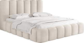 WFL GROUP Polsterbett Serenity mit Bettkasten und Lattenrost, Bettgestell, ohne Matratze (erhältlich in 5 Größen 120x200, 140x200, 160x200, 180x200, 200x200 cm), mit Stauraum, hohem Kopfteil, Boucle oder Samt Stoff, Made in EU