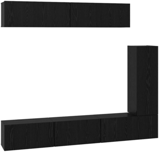 vidaXL TV-Schrank-Set 6 pcs Schwarz Eichen-Optik 30,5 x 30 x 90 cm 3393265