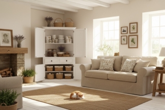 Eckschrank - Massivholz - Pinie weiß lackiert - Landhausstil - Shabby Chic - TV-Eckschrank