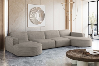 Kaiser Möbel Ecksofa Designer MODENA U XL stoff Dicker cord Poso, Viele Farben, praktisch und komfortabel