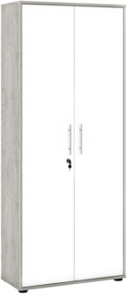 Dmora 2-türiger MehrzweckschrankDabildgaar, Multifunktionale Möbel, Schuhschrank, Besenschrank, 79x188h34 cm, Weiß und Zement