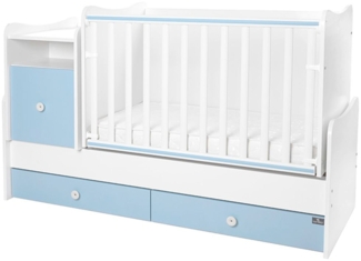 Lorelli Babybett Trend Plus 70x160 cm Schreibtisch Kinderbett Schubladen Kommode weiß blau