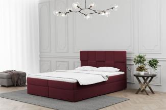 Boxspringbett Schlafzimmerbett JOLIE 140x220cm in Stoff Matt Velvet Weinrot