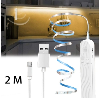 MUPOO LED Stripe Lichtstreifen Bewegungsmelder, USB-/Batteriebetrieben Streifen, 2 Modus, für Schrank,Theke