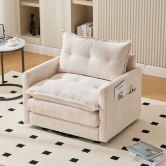 LVHOM Drehsessel Dreh-Loungesessel 360°, XXL Sitzbreite, Seitentasche, 150kg Tragkraft, 92 x 74 x 67 cm