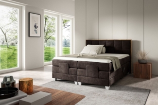 Boxspringbett Elektrisch Bett HENRY 180x200cm in Stoff Fresh Dunkelbraun