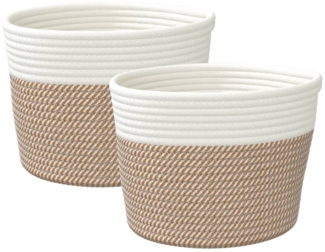 vidaXL Aufbewahrungskörbe 2 Stk. Braun und Weiß Ø24x18 cm Baumwolle 358456