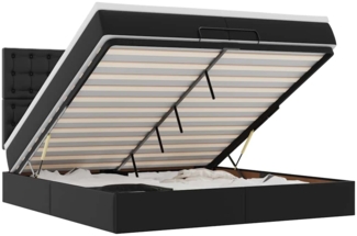 vidaXL Ottoman-Bett mit Matratzen & LEDs Schwarz 200x200 cm Kunstleder 3313870