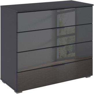 rauch Schubkastenkommode Sideboard Schubladenkommode Schubladenkommode AGORDO mit Glasfront (in zwei Griff-Farben, Breite 80 cm), vier große und geräumige Schubladen mit viel Stauraum MADE IN GERMANY