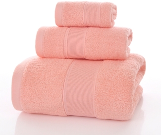 3-teiliges Badetuch-Set: Quadratisches Handtuch (34 x 34 cm), Handtuch (35 x 75 cm), Badetuch (70 x 140 cm). 100 % luxuriöse, reine Baumwolle, ultraweich, Hotelqualität, hoch saugfähig, geeignet für Bad, Dusche, Strand und den täglichen Gebrauch (rosa).