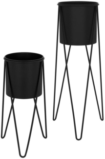 ML-DESIGN Blumenständer Pflanzenständer Set aus Metall Pflanztopf Deko Blumenhocker (2 St), Blumentopfständer Schwarz Wetterfeste und robuste Blumentopfhalter