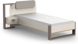 Bettanlage >CAMILLIA< (2-teilig) in Grau - 203x89x127,9cm (BxHxT)