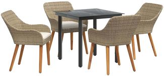 vidaXL Garten Essgruppe mit Kissen 5 pcs Beige Poly-Rattan 3261699