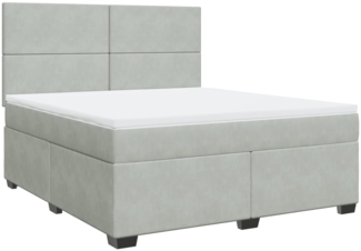vidaXL Boxspringbett mit Matratze Hellgrau 180x200 cm Samt 3290972