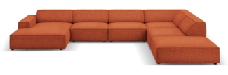 Micadoni Panorama-Ecksofa Jodie 7-Sitzer Links Chenille Haga Terrakotta