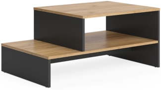 Vicco Couchtisch Goldkraft Eiche/Anthrazit 90x55 cm mit Regal, Amely