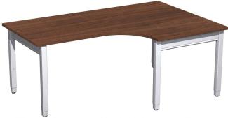 PC-Schreibtisch '4 Fuß Pro Quadrat' rechts höhenverstellbar, 180 x 120 x 68-86cm, Nussbaum / Silber