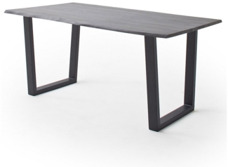 Lomadox Esstisch COSENZA-06, 160x90cm, Akazie Massivholz, grau sandgestrahlt, Metallgestell