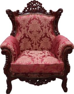 Casa Padrino Barock Sessel Al Capone Mod2 Bordeaux Muster / Braun Rot - Möbel im Antik Stil