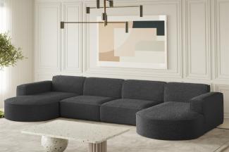 Wohnlandschaft U-Form Sofa PALMA XL in Stoff Ascot Graphitgrau