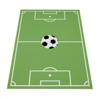 KADIMA DESIGN Kinderteppich waschmaschinenwaschbar Fußballfeld‑Muster Kinderzimmer Kinderteppich, Rechteckig, Höhe: 4 mm, 100% Polyester, Rücken aus Felt + Dots, Rechteckig, 80x150cm, Grün