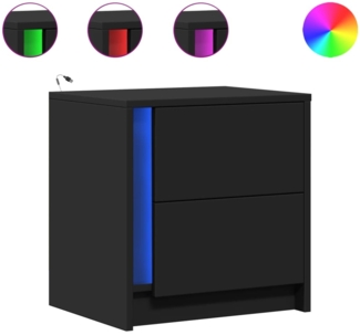 vidaXL Nachttische mit LED-Leuchten 2 Stk. Schwarz Holzwerkstoff 852050