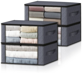 ZEUOPQ Aufbewahrungstasche 4 Stück 90L Aufbewahrungsbox mit Reißverschluss (4-tlg, Groß Kleideraufbewahrung Umzugskartons), Aufbewahrungs box mit Deckel Faltbare Aufbewahrung Kleidung