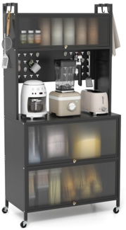 COSTWAY Küchenregal, Küchenschrank mit Rollen, Klapptüren, Stecktafel, Haken, 80x40x160cm