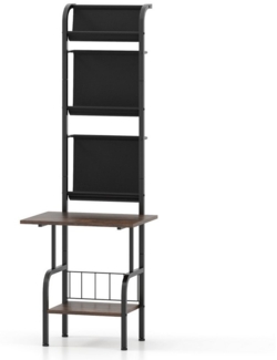 COSTWAY Bücherregal, Plattenspielerständer mit 3 Ausstellungsregaln, Plattenhalter