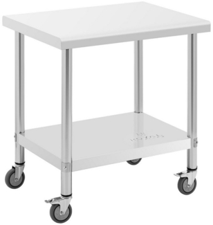 Royal Catering Arbeitstisch 60x80 cm Rollbarer Edelstahltisch Gastrotisch Edelstahl 135 kg