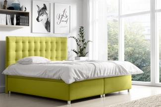 Boxspringbett ENZO Polyesterstoff Birnengelb 160x200 cm