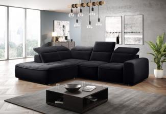 Stylefy Colton L Ecksofa Velours KRONOS Schwarz Links