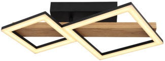 LED Deckenleuchte, Holz, Quadrate schwarz, L 48 cm