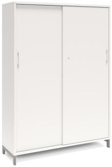 Büroschrank DNA 1200x1660 mm Weiß/Alu grau Schiebetür 4A4