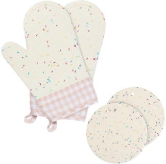 Coonoor Topflappen Topfhandschuhe Handschuh, Ofenhandschuhe Hitzebestaendig, rutschfeste Topfhandschuhe 4er-Set, Hochtemperaturbeständigkeit 230°