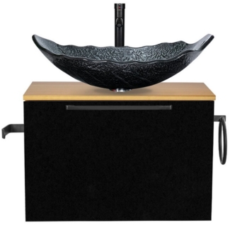 Puluomis Badezimmer-Set Waschbeckenunterschrank 60cm mit Waschbecken, (mit Handtuchring, Klopapierhalter)