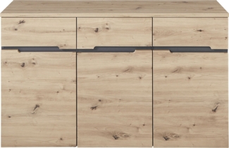 Kommode Melanie / Memphis , Holzwerkstoff , Grau, Holzfarben , 135 x 82 x 38 cm