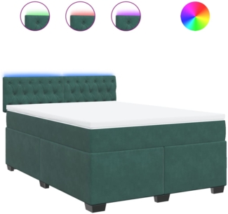vidaXL Boxspringbett mit Matratze Dunkelgrün 160x200 cm Samt 3288663