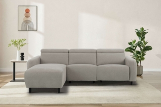 Home affaire Ecksofa SKAANE Struktur, L-Form, 274 cm, manuelle u. elektrische Funktion, rundes Design, Kopfteilverstellung, Federkernpolsterung