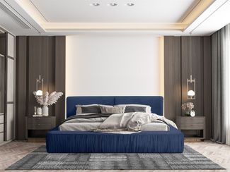 Polsterbett Doppelbett LEXIE 180x200cm Komplettset in Stoff Riviera Blau