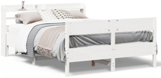 vidaXL Massivholzbett ohne Matratze Weiß 135x190 cm Kiefernholz 3306943