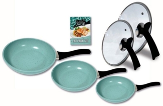 Starlyf Pfannen-Set Jade Pan Set, Aluminium (Starter-Set, 5-tlg, 3 Pfannen, 2 Glasdeckel), Innovativer Deckelgriff zum abstellen