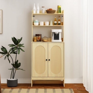 FUFU&GAGA Standregal Rattan-Sideboard,Hochschrank mit Rattan-Türen, MDF, Ratten