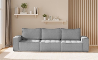 Sofa Modulsofa 3-teilig SANDE 3-Sitzer Stoff Raven Grau