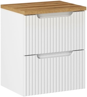 Waschtischunterschrank 50cm, weiß und Eiche, NEWPORT-56-WHITE