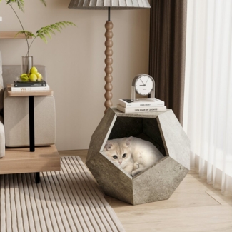 Celya Beistelltisch Beistelltisch Katzenmöbel, Multifunktionaler Beistelltisch, katzenhaus (MDF Mehrzweck-Möbel, Stabiles Design mit einfacher Montage, Cement Gray), 66CM Modernes Haustier Möbel, Katzentransporter Beistelltisch