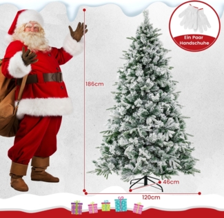 180 cm Künstlicher Weihnachtsbaum mit Schnee & 250 Warmweißen LED-Lichtern Grün