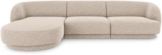 Micadoni 4-Sitzer Ecke links Sofa Miley | Bezug Beige | Beinfarbe Black Plastic