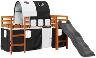 vidaXL Kinderhochbett mit Tunnel Weiß & Schwarz 80x200 cm Kiefernholz 3309098